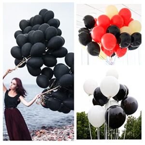 100pcs Black and White Balloons 12 Inch Thickened Latex Balloons for Birthday Wedding Graduation Party Decorations (Black White balloon)