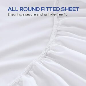 HUXMEYSON King Sheets Set, 4-Piece Bed Sheets & Pillowcases, Cooling Sheets with 16-inch Deep Pocket, White