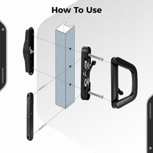 Homaisson Sliding Door Handle Set with Key Cylinder, Door Handle with Mortise Lock, Replacement Patio Door Handle, Door Lock Set Fits Door Thickness of 0.75-1.4’’