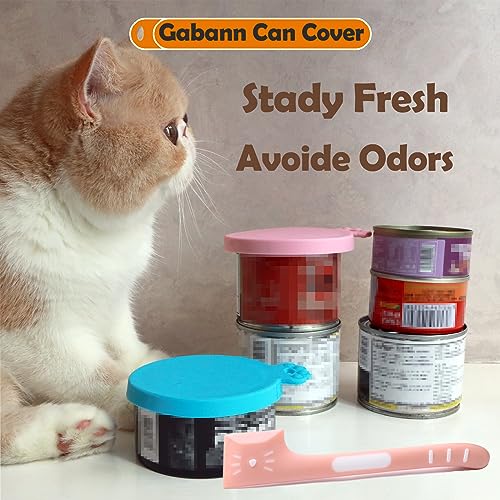 Gabann Cat Food Can Lids, Silicone Can Covers for Cat & Dog Food Cans, Food Safe, BPA Free & Dishwasher Safe, Fit All Standard Size Cans Reusalbe Can Caps Lids, 4 Pack