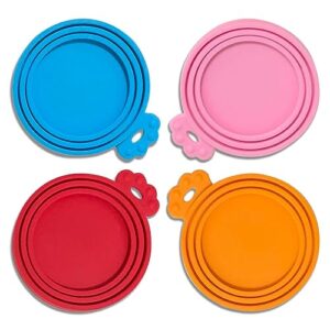 gabann cat food can lids, silicone can covers for cat & dog food cans, food safe, bpa free & dishwasher safe, fit all standard size cans reusalbe can caps lids, 4 pack