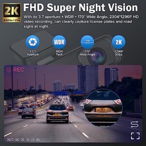 Dash Cam, WiFi FHD 2K 30fps Dash Camera for Cars, Mini Car Camera with 32GB SD Card, Front Dashcams for Cars with Night Vision, G-Sensor, 170° Wide Angle, Loop Recording, 24H Parking Monitor