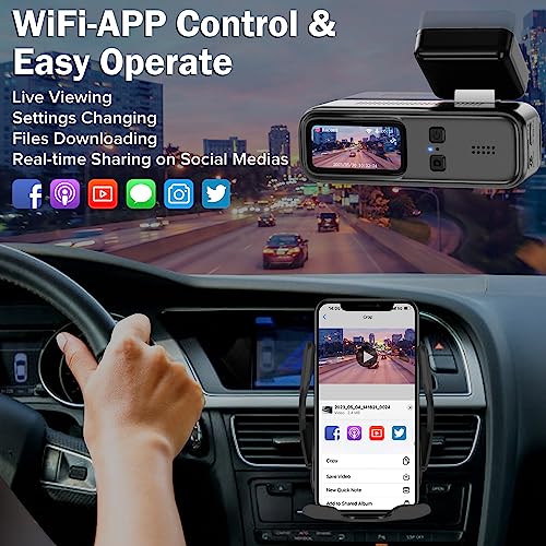 Dash Cam, WiFi FHD 2K 30fps Dash Camera for Cars, Mini Car Camera with 32GB SD Card, Front Dashcams for Cars with Night Vision, G-Sensor, 170° Wide Angle, Loop Recording, 24H Parking Monitor