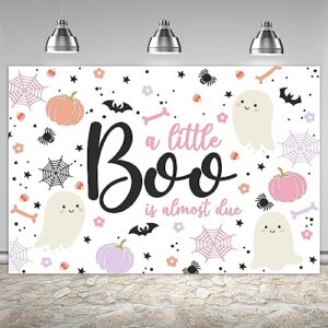 ticuenicoa 6×4ft halloween baby shower backdrop a little boo is almost due pink ghost bat pumpkin girls kids hey boo 1st birthday party photography background first birthday party banner decor