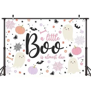 Ticuenicoa 6×4ft Halloween Baby Shower Backdrop A Little Boo is Almost Due Pink Ghost Bat Pumpkin Girls Kids Hey Boo 1st Birthday Party Photography Background First Birthday Party Banner Decor