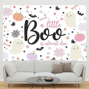 Ticuenicoa 6×4ft Halloween Baby Shower Backdrop A Little Boo is Almost Due Pink Ghost Bat Pumpkin Girls Kids Hey Boo 1st Birthday Party Photography Background First Birthday Party Banner Decor