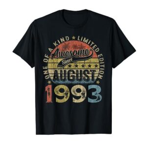 Vintage August 1993 30 Years Old Of Being 30th Birthday Gift T-Shirt