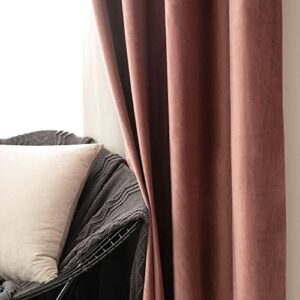 MIULEE Dusty Rose Velvet Curtains 84 inch Long and 100% Blackout Velvet Curtains