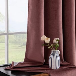 MIULEE Dusty Rose Velvet Curtains 84 inch Long and 100% Blackout Velvet Curtains