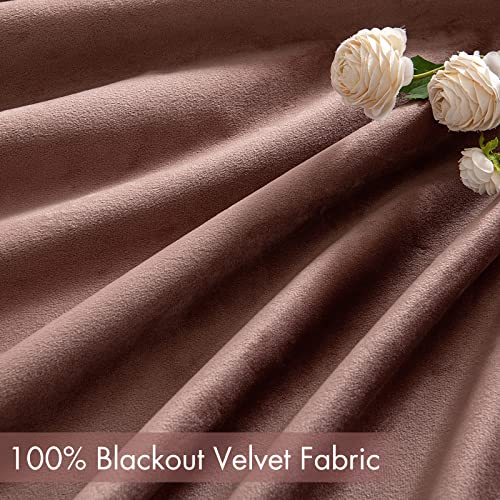 MIULEE Dusty Rose Velvet Curtains 84 inch Long and 100% Blackout Velvet Curtains