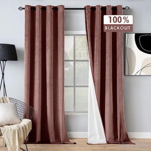 MIULEE Dusty Rose Velvet Curtains 84 inch Long and 100% Blackout Velvet Curtains