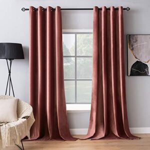 MIULEE Dusty Rose Velvet Curtains 84 inch Long and 100% Blackout Velvet Curtains