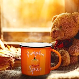 Mumufy 2 Pcs 14oz Hello Pumpkin Fall Mugs Pumpkin Spice Autumn Coffee Mug Orange Pumpkin Mug Campfire Autumn Coffee Cups for Happy Halloween Thanksgiving Decor Kitchen Decorations Thank You Gift