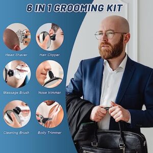 Electric Head Shavers for Bald Men - 8 Heads Rotary Shaver 6-in-1 Men's Electric Head Razor Grooming Kit IPX6 Waterproof Wet Dry Shaving with LED Display Rechargeable Cordless 90 Mins Working