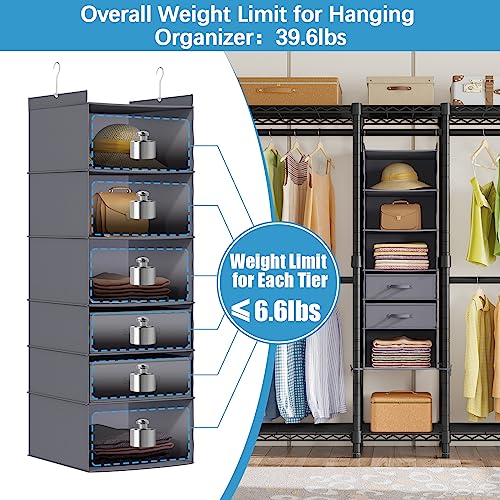 VIPEK V6E Heavy Duty Clothes Rack with 6-Shelf Hanging Closet Organizer, Portable Metal Clothing Rack Large Freestanding Closet Wardrobe for Bedroom, Max Load 780 LBS, Black