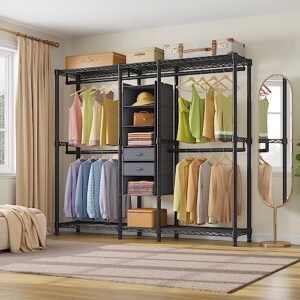 VIPEK V6E Heavy Duty Clothes Rack with 6-Shelf Hanging Closet Organizer, Portable Metal Clothing Rack Large Freestanding Closet Wardrobe for Bedroom, Max Load 780 LBS, Black