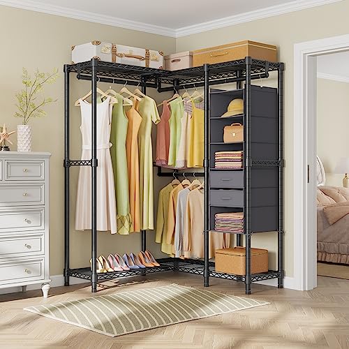 VIPEK V6E Heavy Duty Clothes Rack with 6-Shelf Hanging Closet Organizer, Portable Metal Clothing Rack Large Freestanding Closet Wardrobe for Bedroom, Max Load 780 LBS, Black