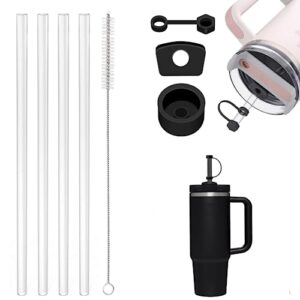 straw replacement for stanley, reusable drinking straws for stanley 40 oz 30oz tumbler accessories, silicone anti spill stopper set for stanley quencher 1.0/h2.0