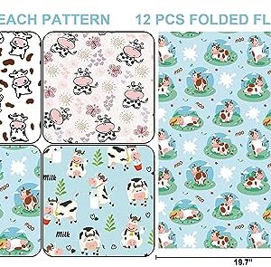 Sikiweiter Cow Print Wrapping Paper - Farmer Wrapping Paper, 12 Sheets Cute Cow Wrapping Paper for Birthday Baby Shower Christmas, 19.7 x 27.6 Inches Per Sheet