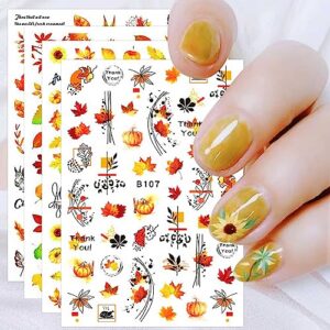 jmeowio 12 sheets fall autumn nail art stickers decals self-adhesive pegatinas uñas pumpkin maple leaf thanksgiving nail supplies nail art design decoration accessories