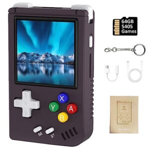 rg nano handheld game console 1.54 inch ips screen linux system retro video games consoles portable pocket video player 5000+ games 64g (purple)