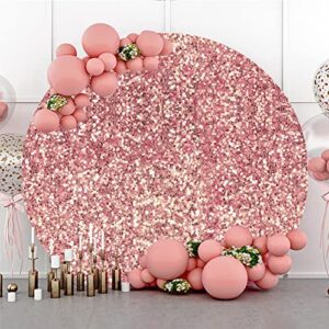 Lexfvpoo 6ft Rose Gold Sequins Round Backdrop Cover Abstract Sparkle Pink Polyester Circle Background for Party Birthday Wedding Baby Shower Bridal Shower Decorations