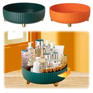 2pcs lazy susan turntable organizer, makeup perfume organizer 360 degree rotating non-skid rotating storage rack 8.6 inch for cabinet, pantry, kitchen, countertop, orange/green