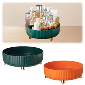 2Pcs Lazy Susan Turntable Organizer, Makeup Perfume Organizer 360 Degree Rotating Non-Skid Rotating Storage Rack 8.6 Inch for Cabinet, Pantry, Kitchen, Countertop, Orange/Green