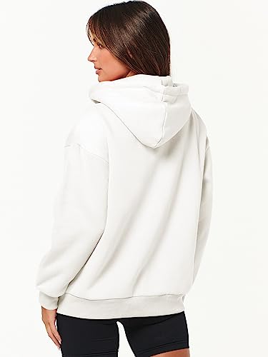 Prinbara Hoodies Jacket Coat for Women Long Sleeve Oversized Zip Up Fleece Sweatshirt Comfy Fall Clothes Y2K Trendy Top 9PA89-baise-L White