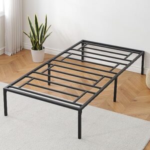 idealhouse 14 inch twin bed frame with storage,metal platform twin bed frame no box spring needed steel slat support easy assembly (twin)