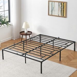 idealhouse 14 inch queen bed frame with storage,metal platform queen bed frame no box spring needed steel slat support easy assembly