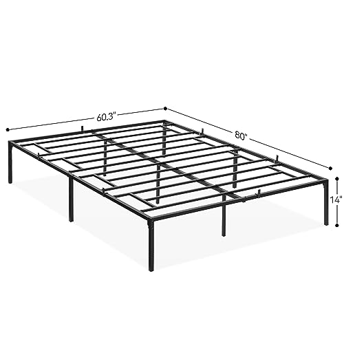 IDEALHOUSE 14 Inch Queen Bed Frame with Storage,Metal Platform Queen Bed Frame No Box Spring Needed Steel Slat Support Easy Assembly