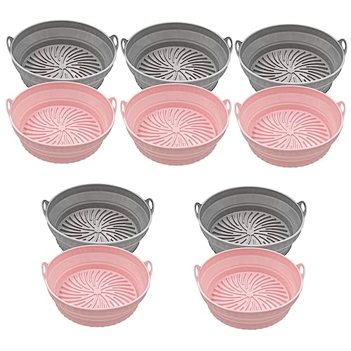 SOLUSTRE 10 Pcs Air Fryer Pan Air Fryer Oven Pan Para Air Fryer Silicone Air Fryer Round Steamer Liner Air Fryer Pad Oven Baking Basket Silicone Air Fryer Mat Air Fryer Liner Pad