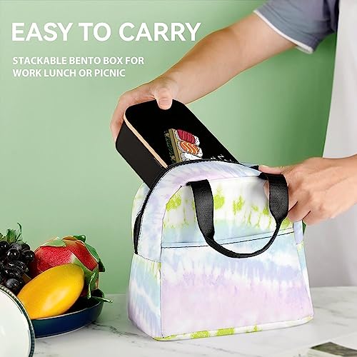 Food Rice Fish Sushi Sleep Adult Lunch Box with 2 Compartments & Cutlery Leak Proof Meal Prep Containers for Work Travel