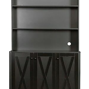 Kennkari Wine Bar Cabinet for Liquor and Glasses, Wine Storage Cabinet with Storage, Bars & Wine Cabinets, Tall Liquor Cabinet Bar for Home, Alcohol Cabinet Furniture (Black)