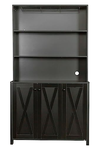 Kennkari Wine Bar Cabinet for Liquor and Glasses, Wine Storage Cabinet with Storage, Bars & Wine Cabinets, Tall Liquor Cabinet Bar for Home, Alcohol Cabinet Furniture (Black)