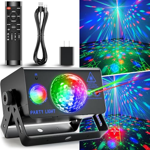 Party Lights Dj Disco Ball Light, Disco Light YUEKEJI LED Strobe Stage Lights Sound Activated with Remote Control Multi-Patterns Effects for Parties Rave Karaoke KTV Wedding Floor Home Decorations