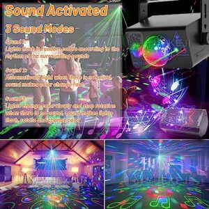 Party Lights Dj Disco Ball Light, Disco Light YUEKEJI LED Strobe Stage Lights Sound Activated with Remote Control Multi-Patterns Effects for Parties Rave Karaoke KTV Wedding Floor Home Decorations