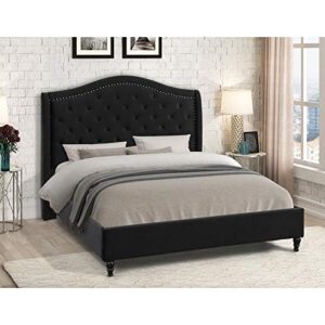 best master furniture myrick tufted velvet platform california king bed in black