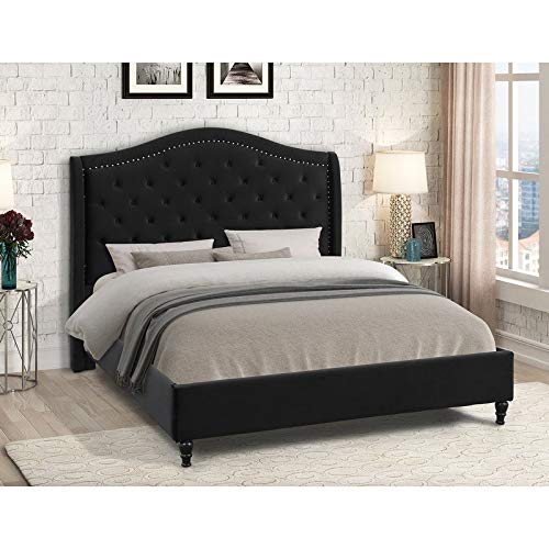 Best Master Furniture Myrick Tufted Velvet Platform California King Bed in Black