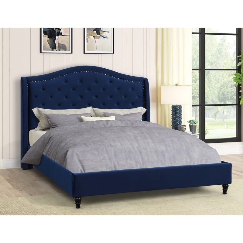 Best Master Furniture Myrick Tufted Velvet Platform California King Bed in Black