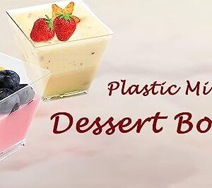 BEGA HOME Dessert Cups - 3oz 50 Cups - Great for Parfaits, Pudding, Yogurt, & Mini Treats - Small Clear Plastic Cups - Yogurt Parfait Cups