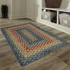 Maples Rugs Marion Braid Kitchen Rugs Non Skid Accent Area Carpet [Made in USA], Multi, 2'6" x 3'10"