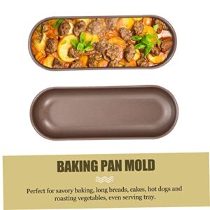 SOLUSTRE 3pcs Bread Mold Oven Roasting Pan Bread Loaf Pan French Pan Bratwurst Hot Dog Food Supplement Hot Dog Baking Mold Bread Baking Pan Bread Baking Mold Frying Pan Golden Steel