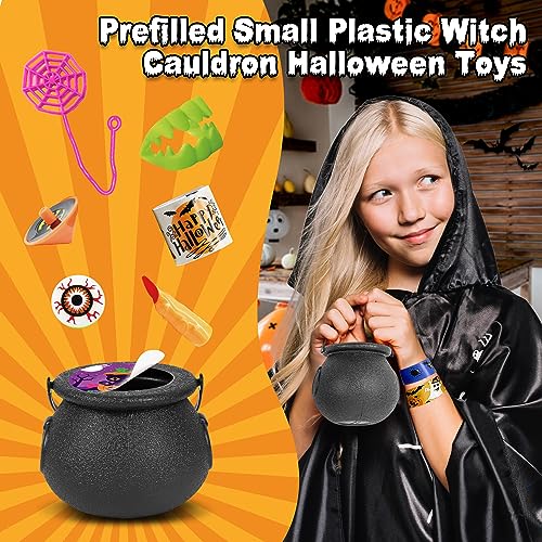 144PCS Halloween Party Favors, 18 Pack Prefilled Small Witch Cauldron Halloween Toys Bulk for Kids Halloween Goodie Bag Fillers/Halloween Gifts Party Supplies Prizes/Non Candy Halloween Trick or Treat