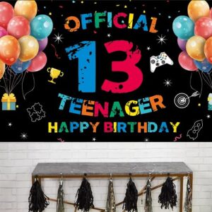 13th Official Teenager Backdrop 13th Birthday Decorations for Boys Girls 13 Year Old Birthday Party Decorations Banner Thirteenth Party Yard Sign Photo Booth Props Decor Fabric 6x4ft