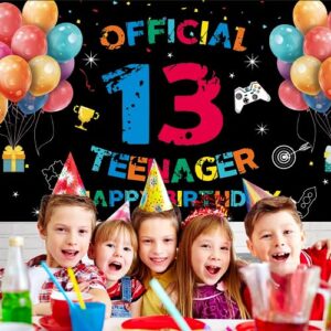 13th Official Teenager Backdrop 13th Birthday Decorations for Boys Girls 13 Year Old Birthday Party Decorations Banner Thirteenth Party Yard Sign Photo Booth Props Decor Fabric 6x4ft