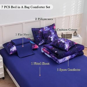 Galaxy Bedding Full Comforter Set for Boys, Bedding Comforter Sets 7 Pieces Full Size Bed Sheets and Comforter Set,Comforter Full Size Set for Boy Girl All Season