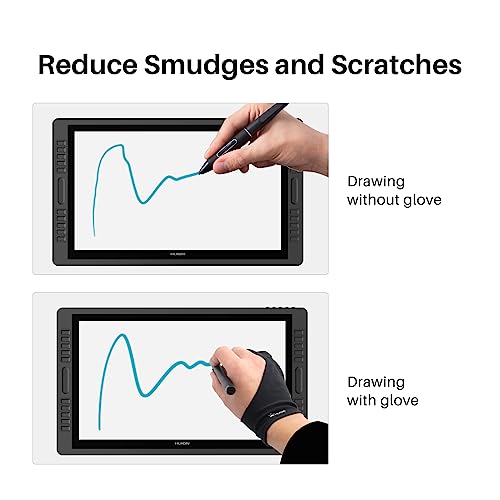 HUION Palm Rejection Artist Glove Two-Finger Glove for Graphic Drawing Tablet iPad Monitor Painting, Paper Sketching, Good for Left and Right Hand