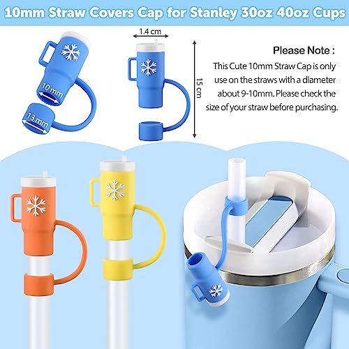 10mm Straw Covers Cap Topper for Stanley Cups, 8PCS Reusable Silicone Straw Covers Topper for Stanley 30 Oz 40 Oz Tumbler with Handle, Mini Cup Straw Cover Dispenser Tips for Stanley Cups Accessories